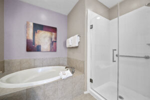 Hotel bathroom shower and bathtub