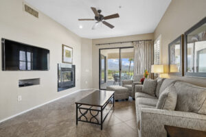 Hotel room living area