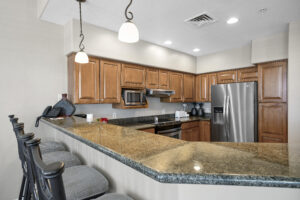 Resort kitchen counter with fixture