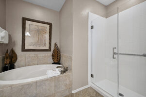 Hotel bathroom shower and bathtub