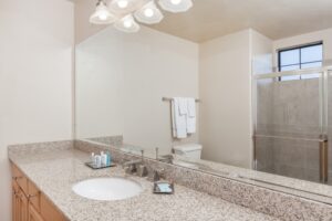 Hotel bathroom sink and huge mirror