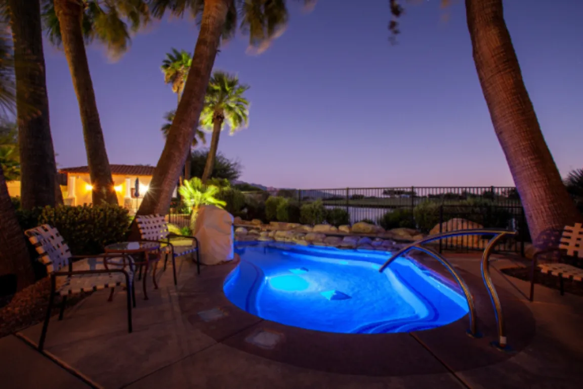 Canoa Ranch pool and spa area at dusk, perfect for couples seeking a golf and spa retreat in Arizona